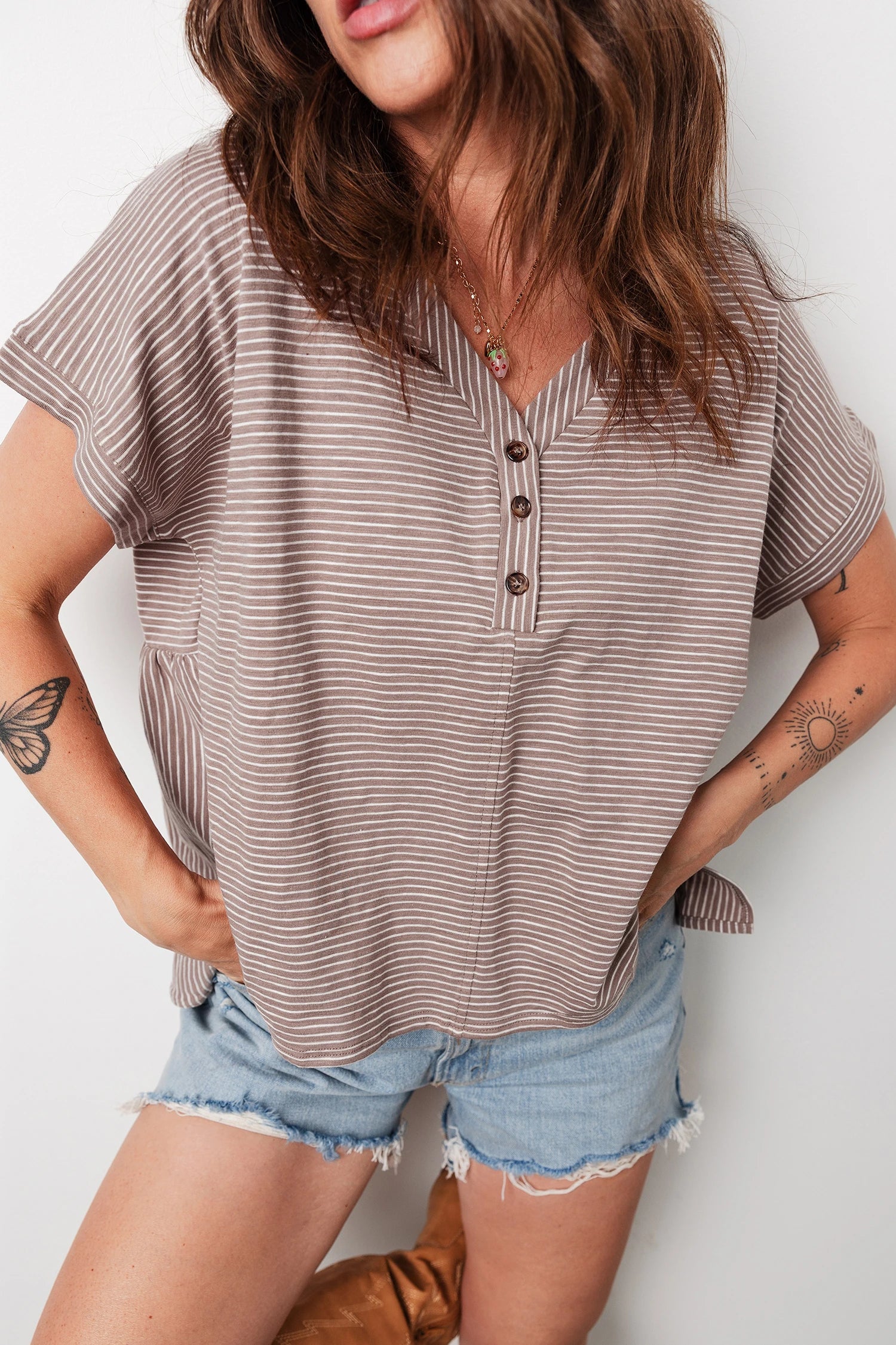 Button V Babydoll Blouse