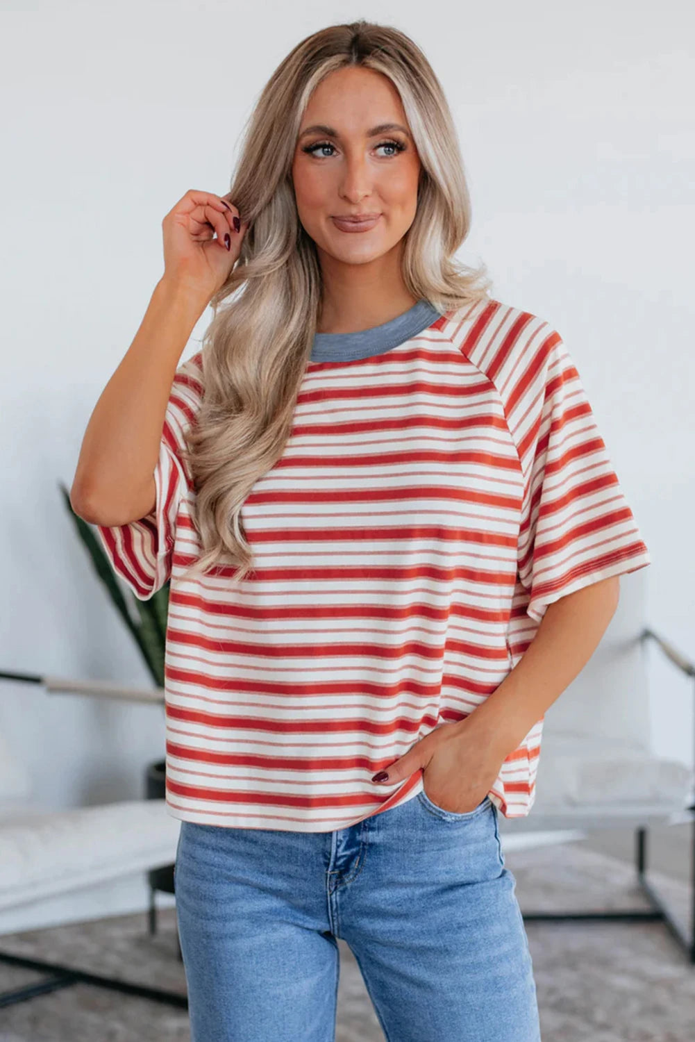 Basic Red Stripe Tee