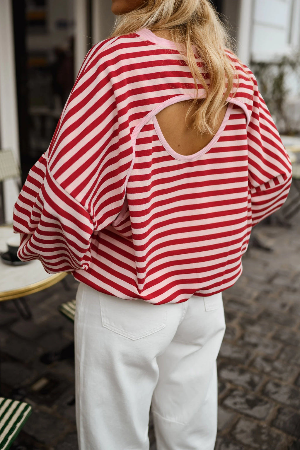 Red Stripe Backless Top
