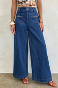 Double Button Wide Leg Jeans
