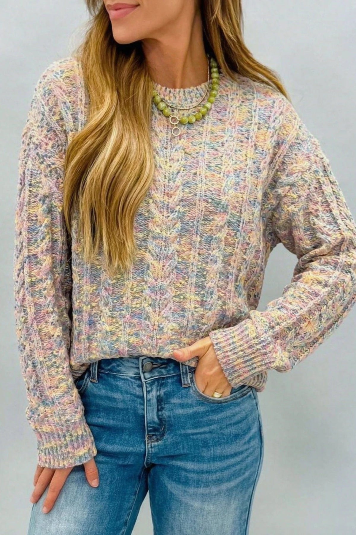 Cable Knit Multi Color Sweater