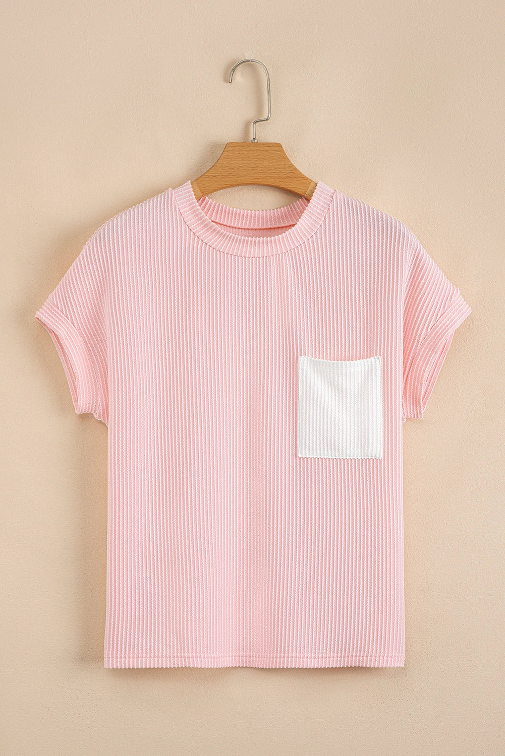 Pink Corded Pocket Tee