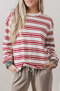 Red Striped Casual Long Sleeve