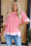 Pink Raw Hem Top