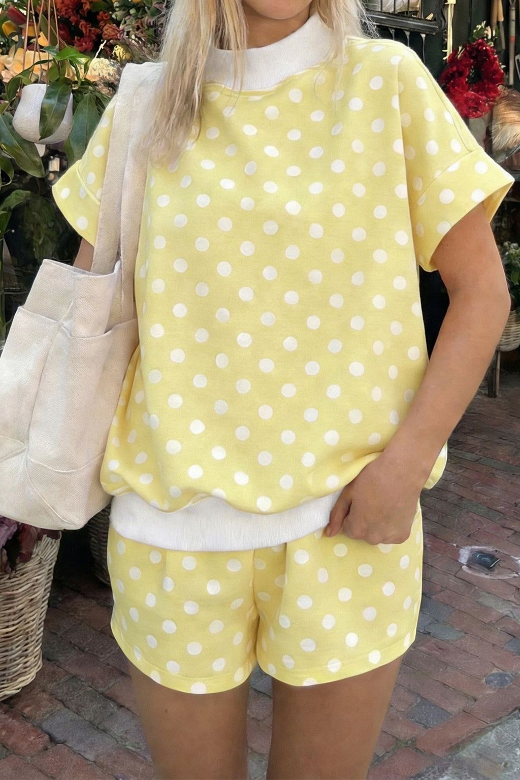Polka Dot Mock Neck Set