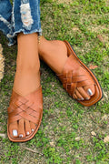 Woven Faux Leather Sandals