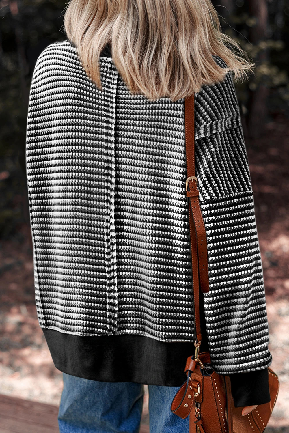 Black Striped Ribbed Top