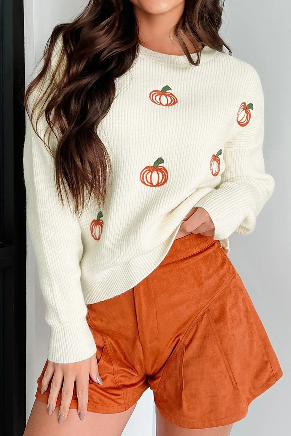 Embroidered Pumpkin Sweater