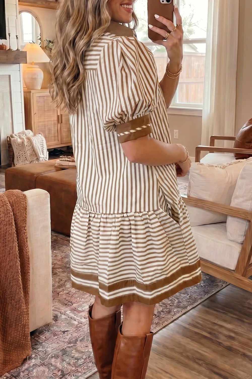 Brown Stripe Dress