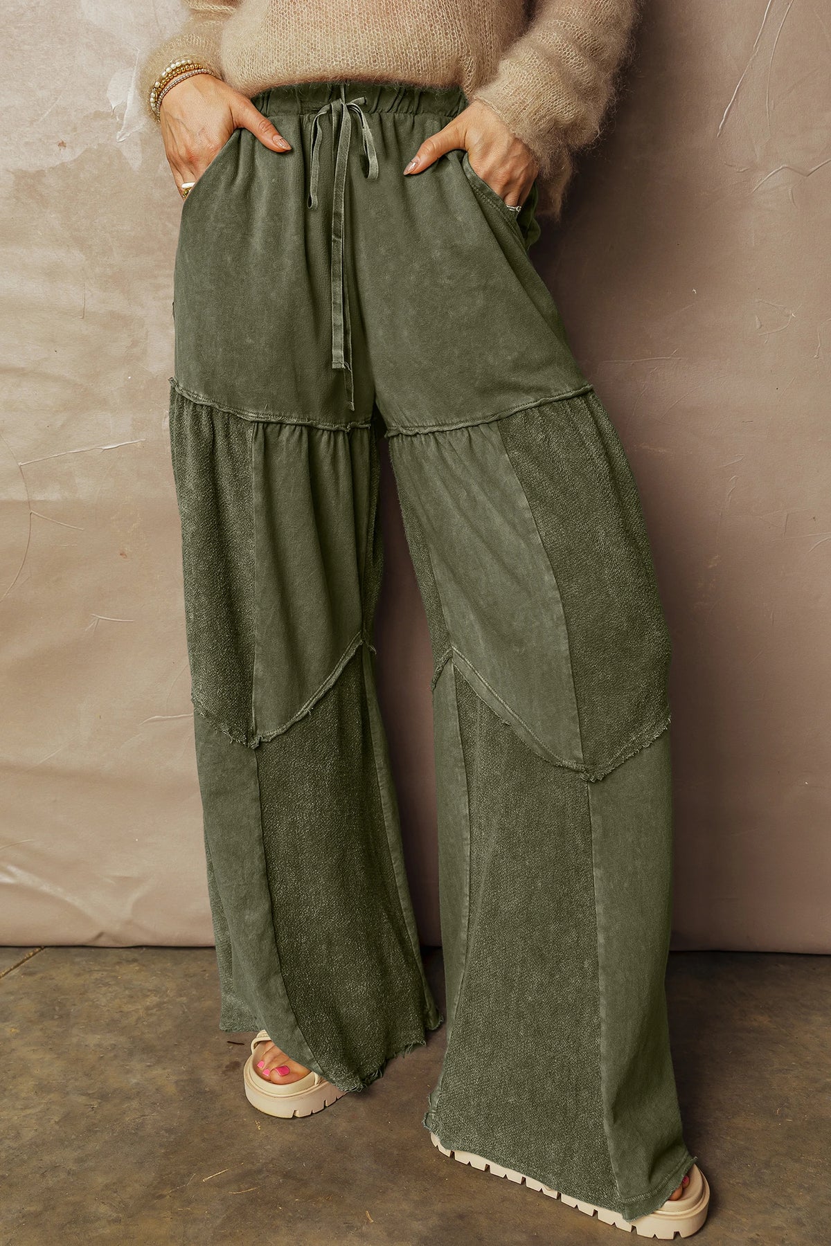 Mineral Washed Tiered Pants