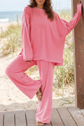 Pink Striped Long Sleeve Pants Set