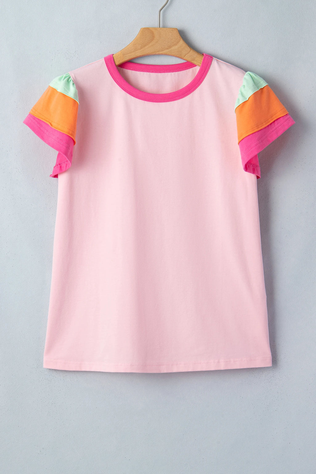 Pink Flutter Sleeve Top
