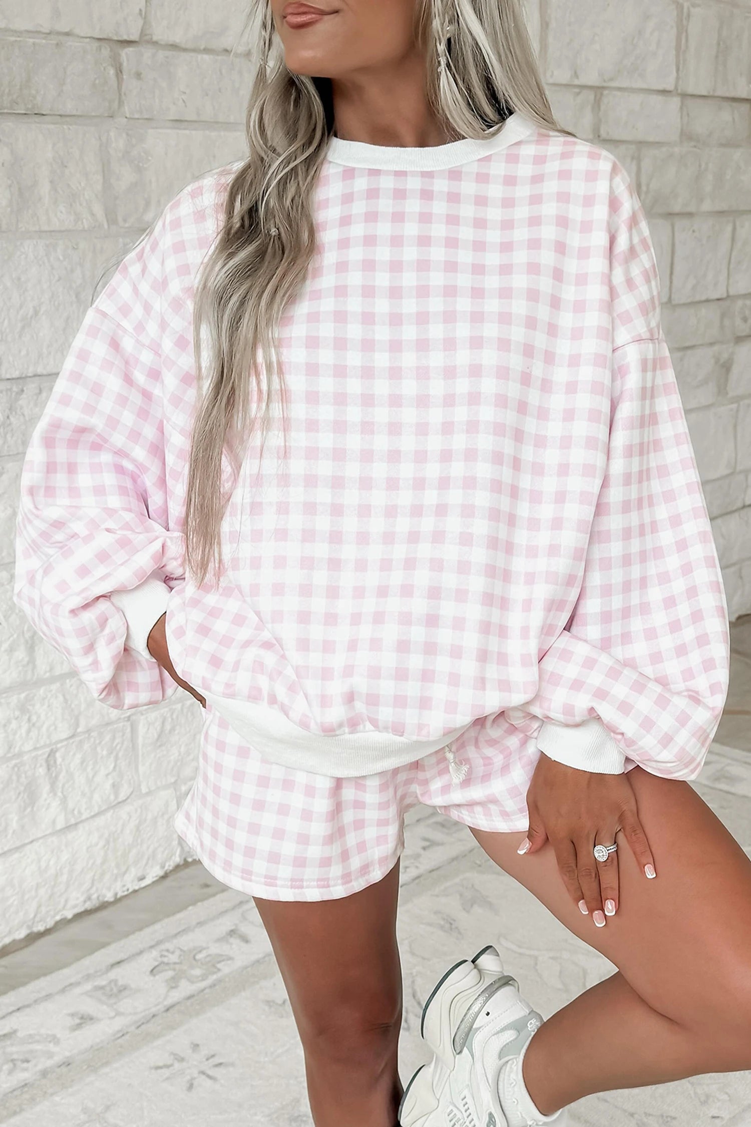 Pink Gingham Lounge Set