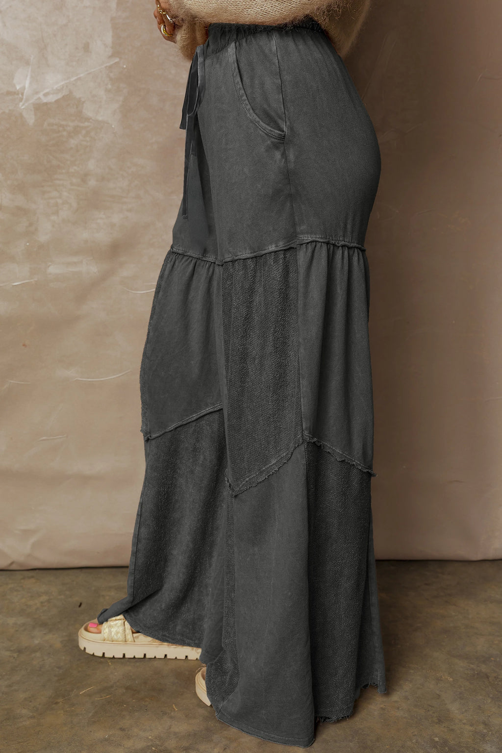 Mineral Washed Tiered Pants