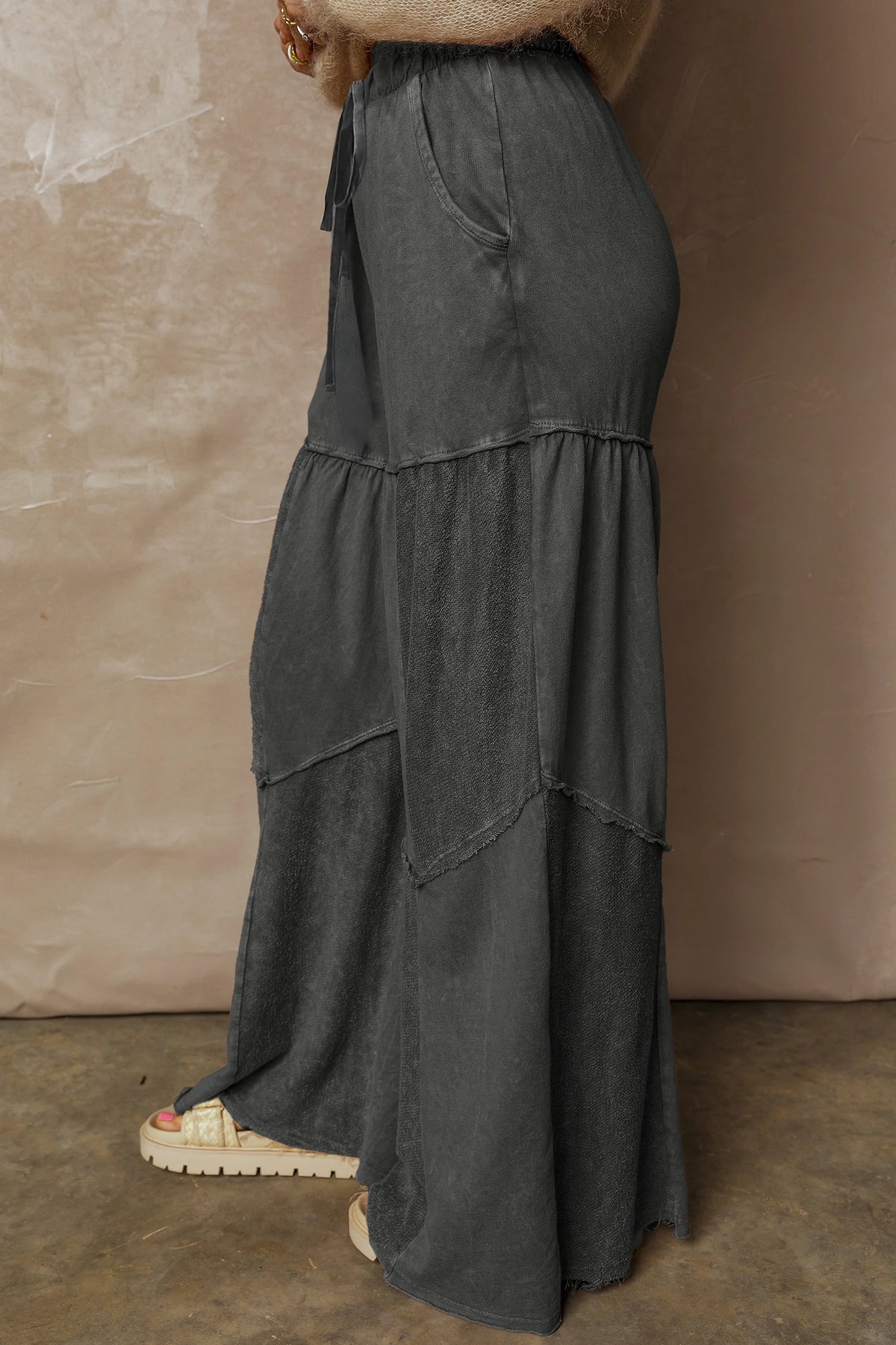 Mineral Washed Tiered Pants