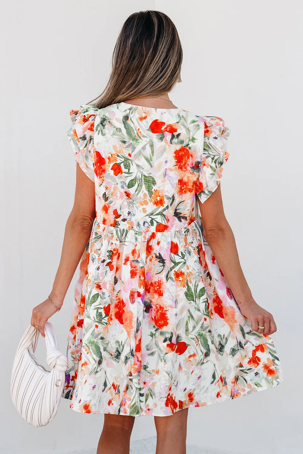 Floral Ruffle Sleeve Mini Dress
