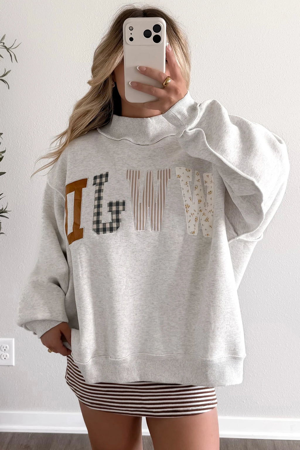 WWJD Embroidered Mock Neck Pullover
