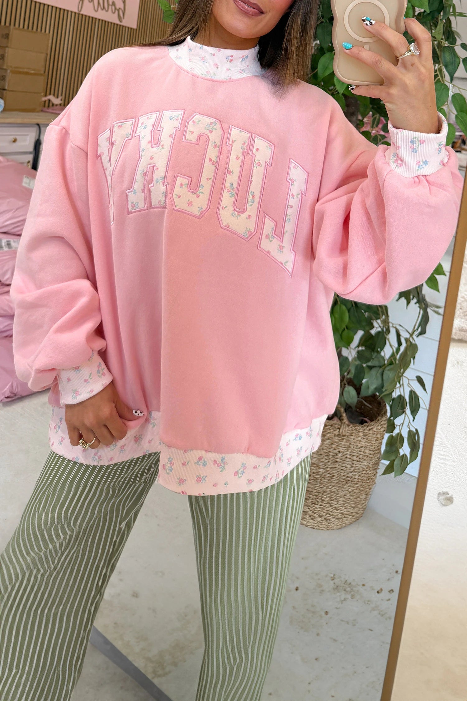 Lucky Floral Mock Neck