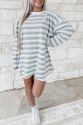Gray Stripe Long Sleeve Tunic Top