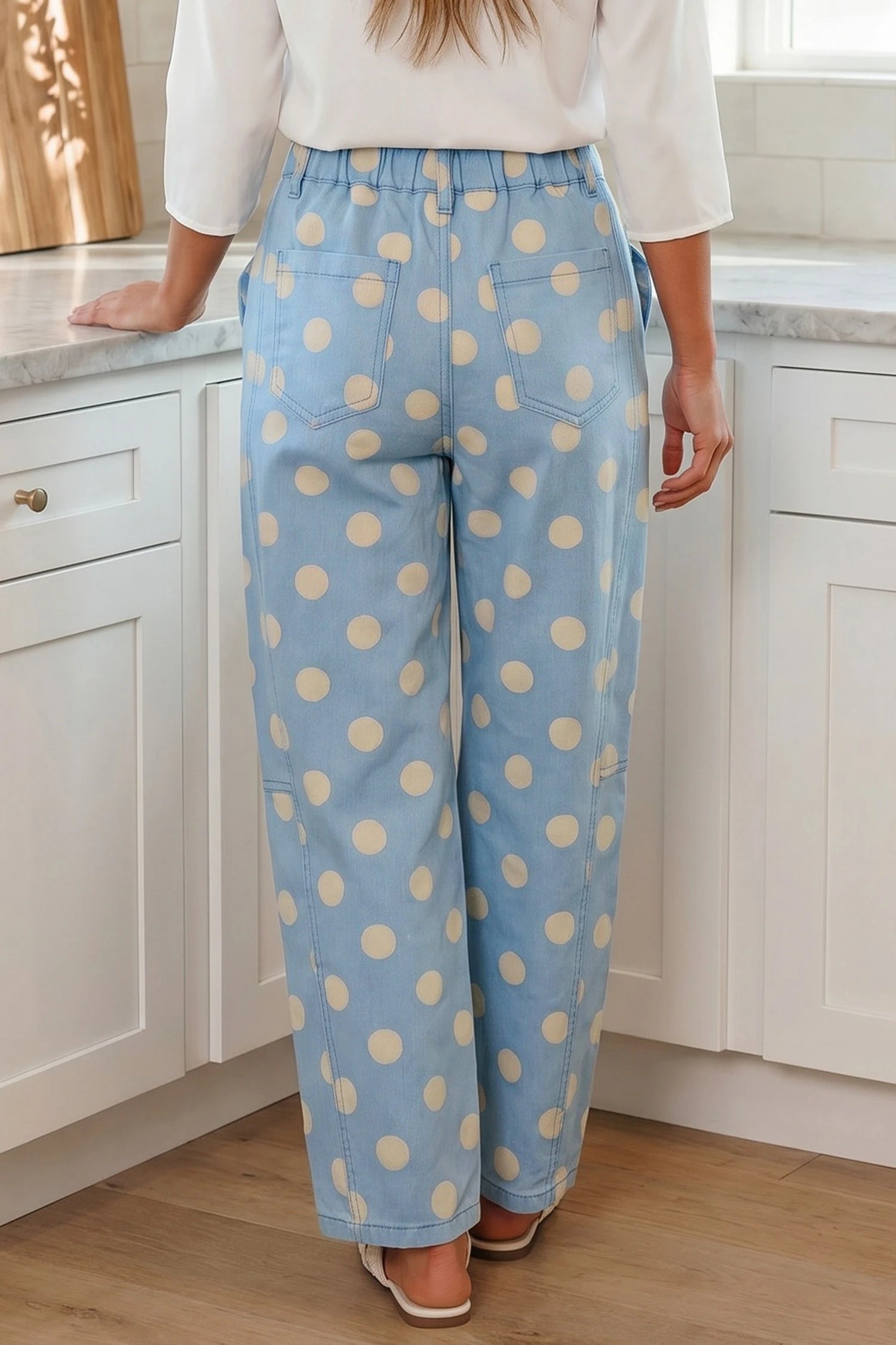 Polka Dot Bow Barrel Jeans