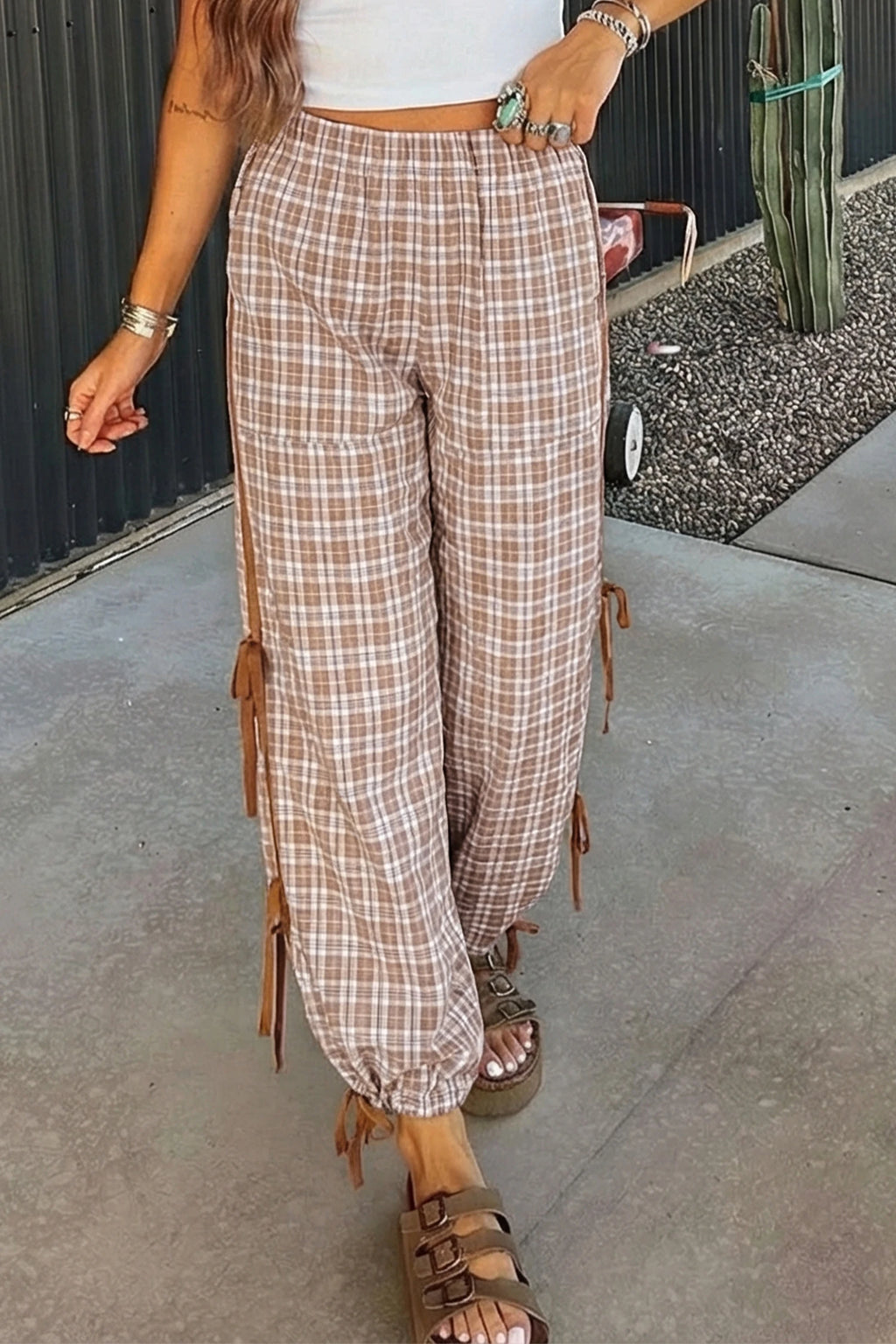Plaid Bow Pants
