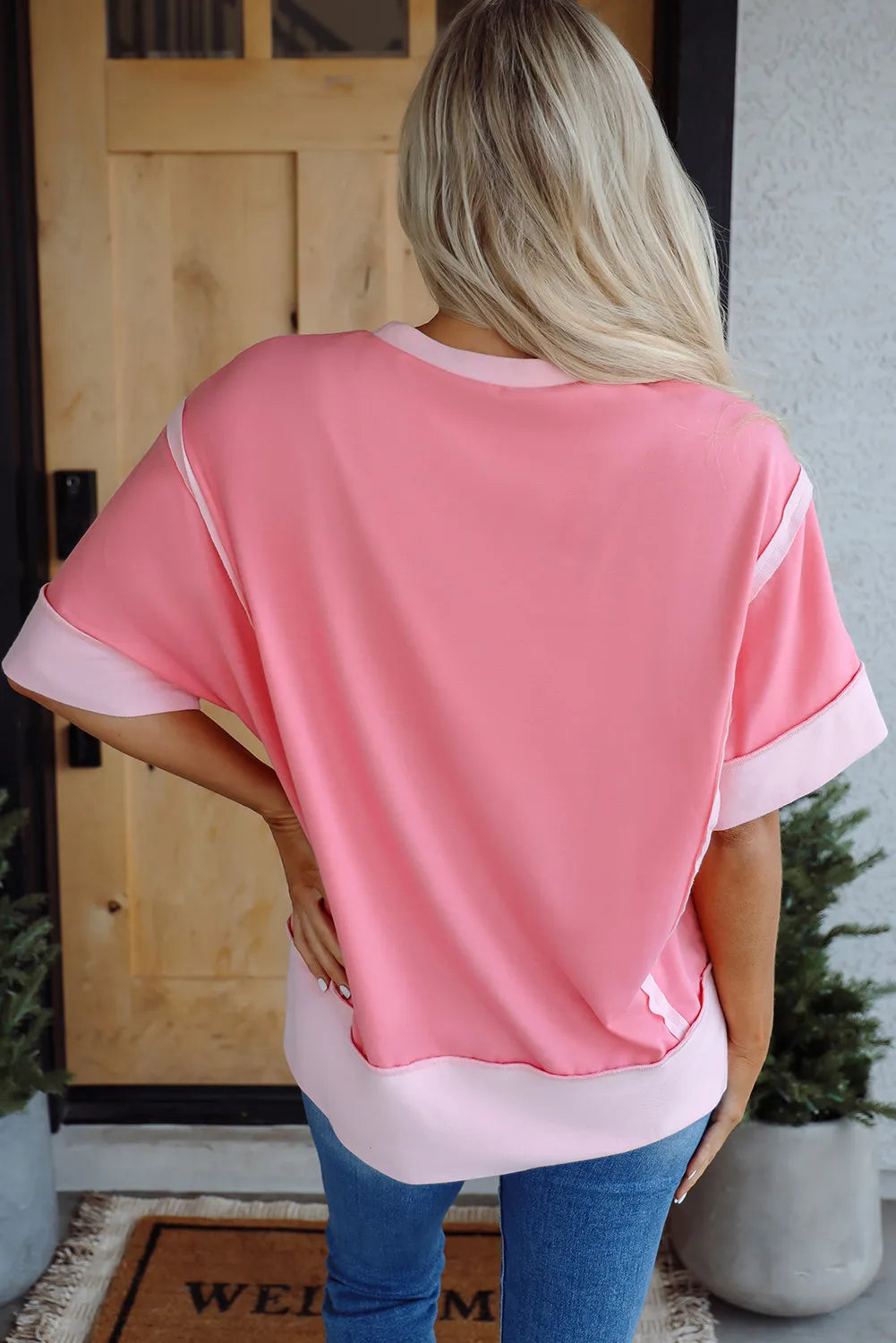 Pink Raw Hem Top