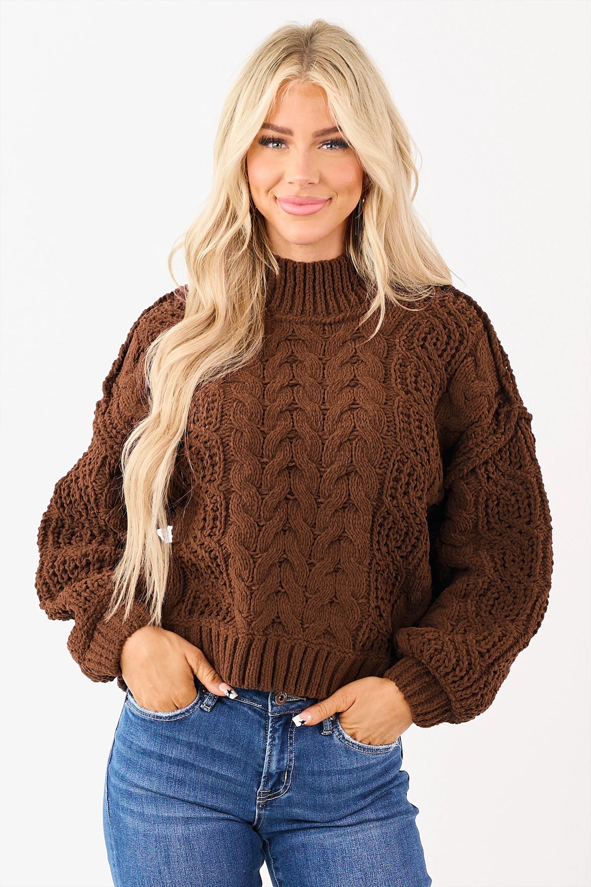 Cable Knit Cropped Chunky Sweater