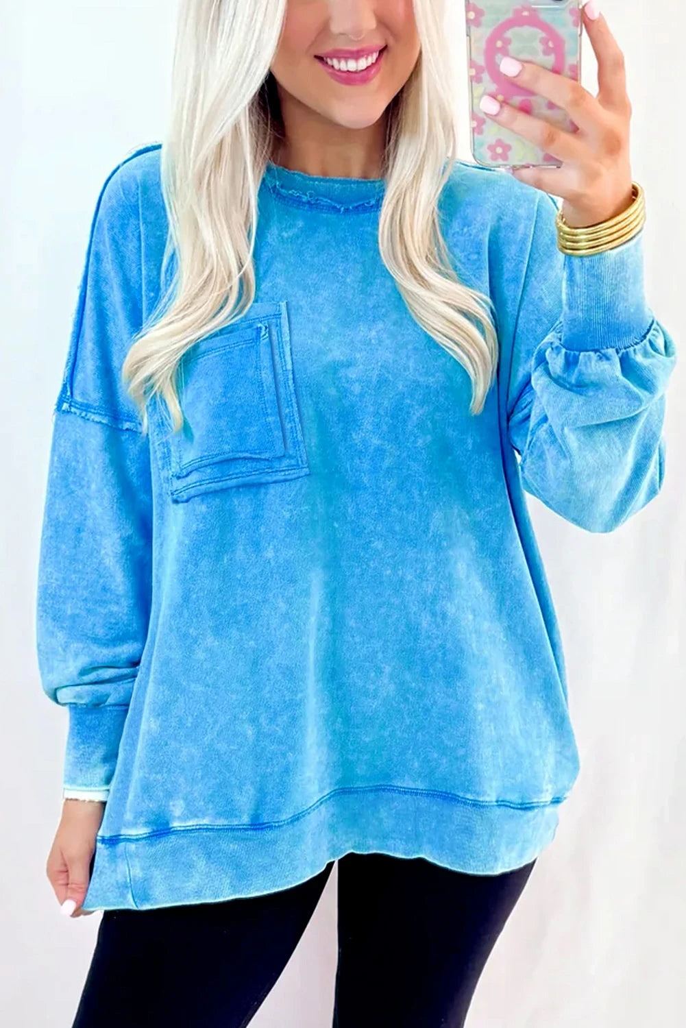 Blue Mineral Wash Top