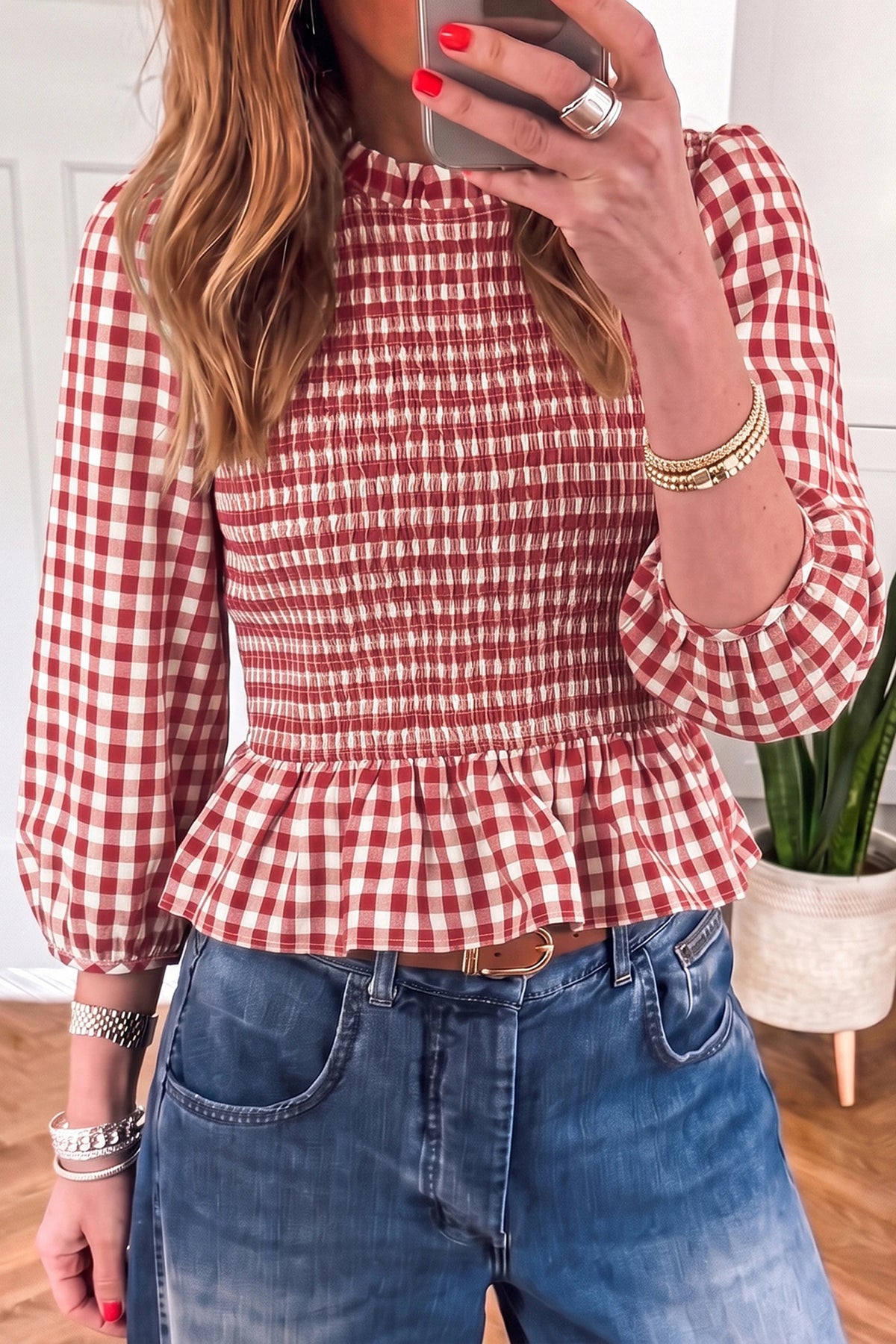 Plaid Peplum Top