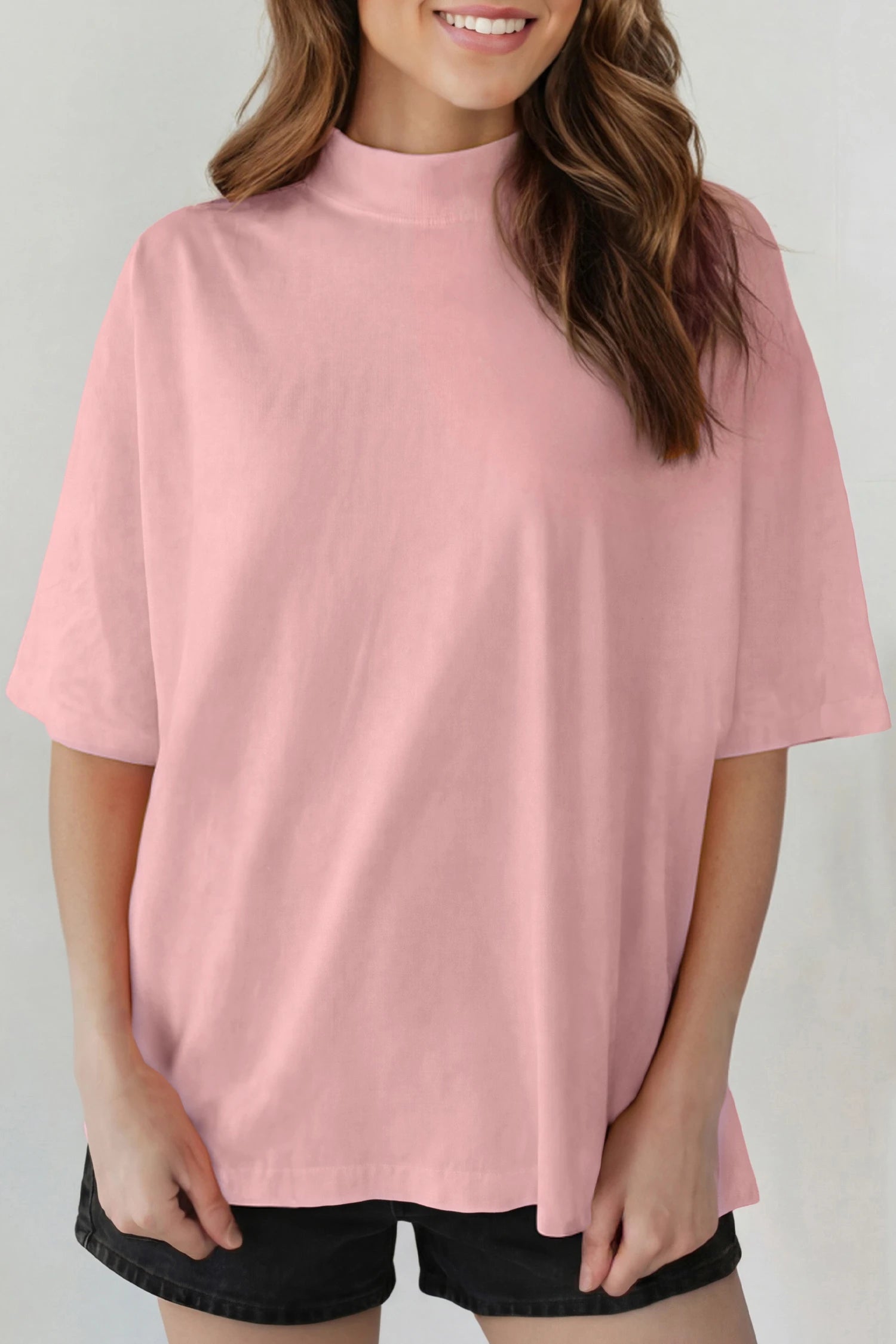 Mock Neck Oversized Tee