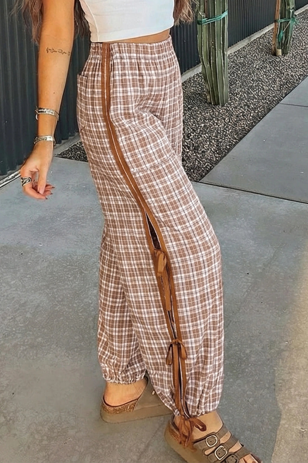 Plaid Bow Pants