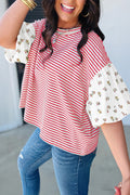 Striped Tee with Floral Sleeves