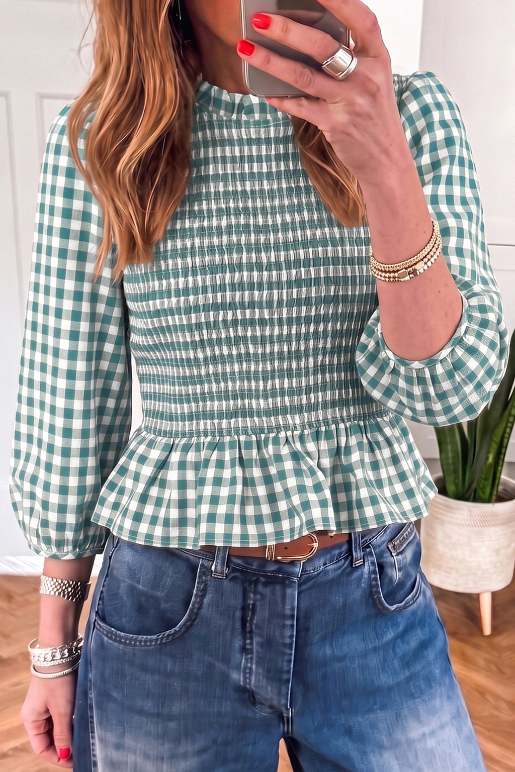 Plaid Peplum Top