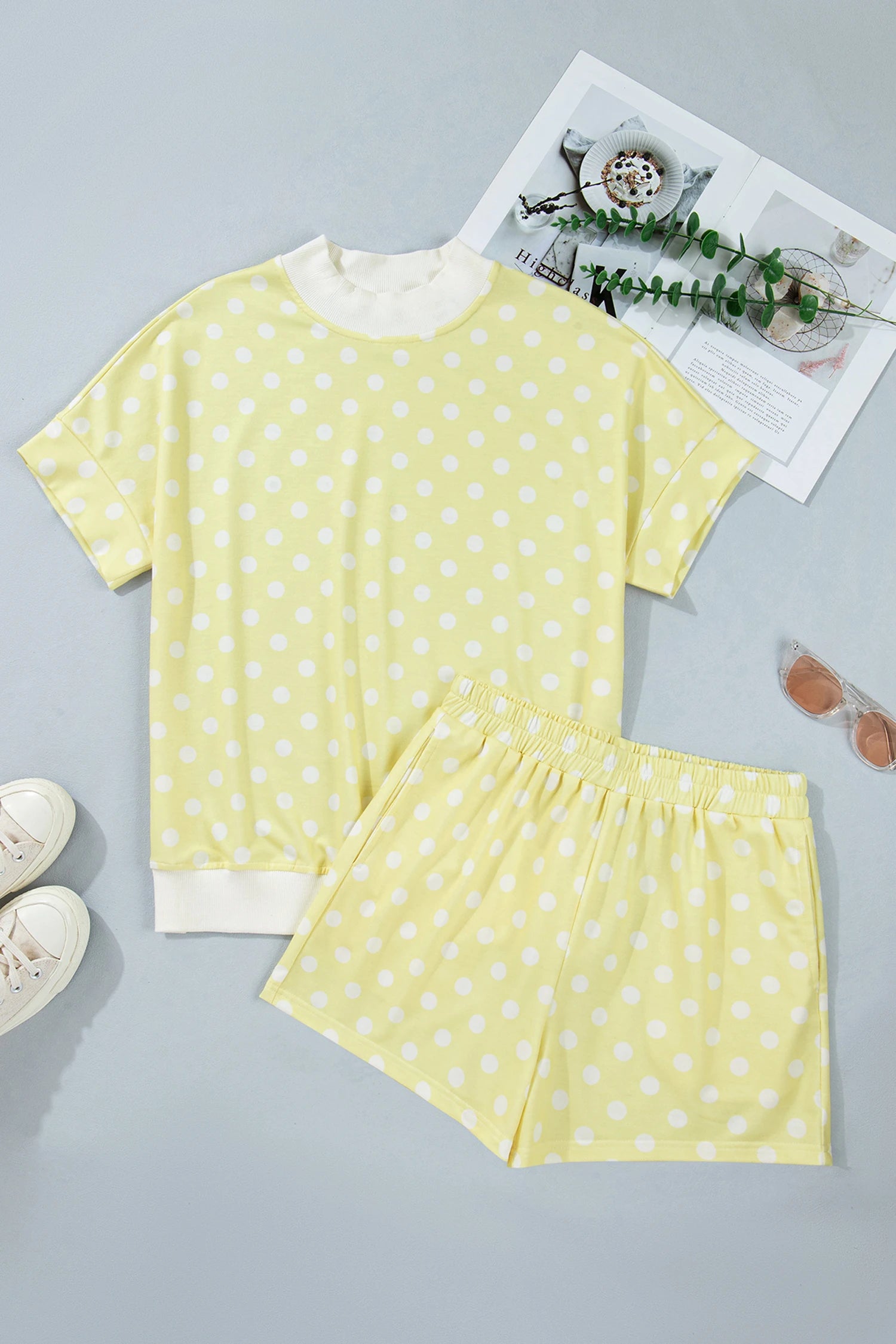 Polka Dot Mock Neck Set