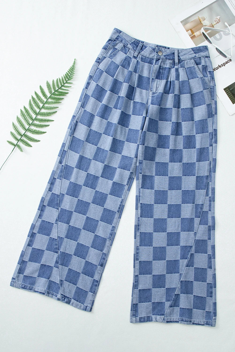 Checkered Denim Jeans