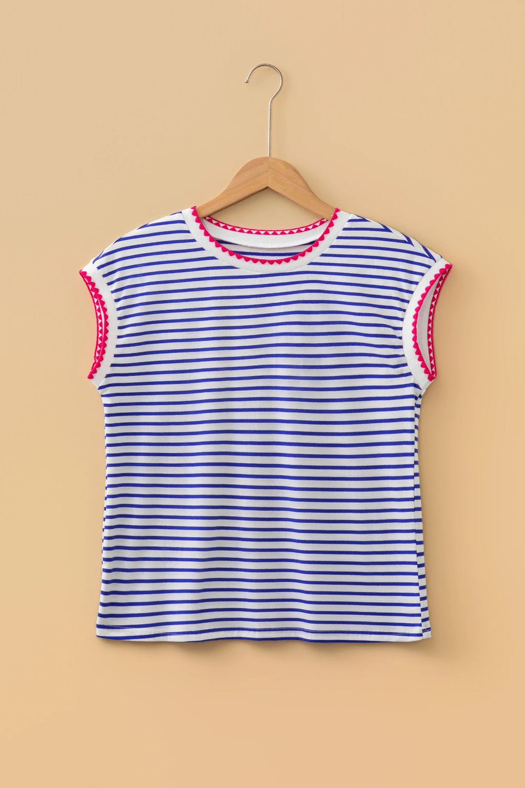 Trim Neck Striped Top