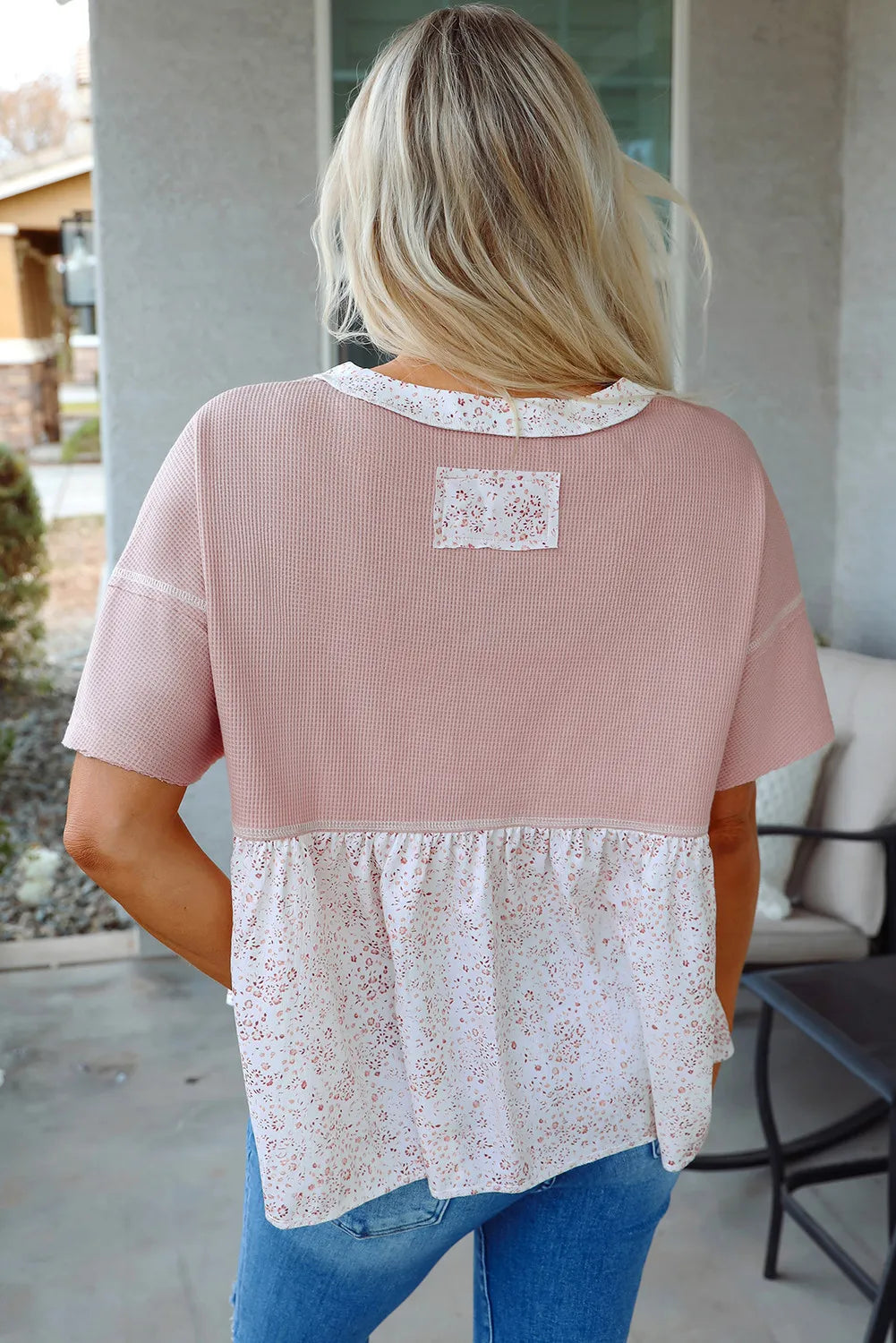 Waffle Knit Floral Top