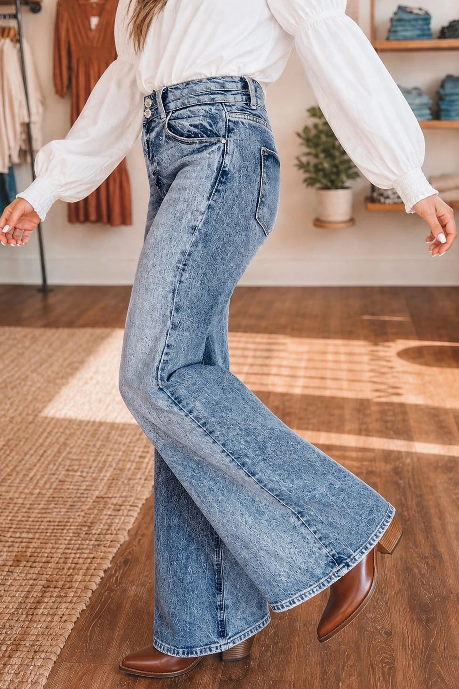 Acid Wash Flare Jeans