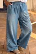 Frayed Floral Patch Jeans