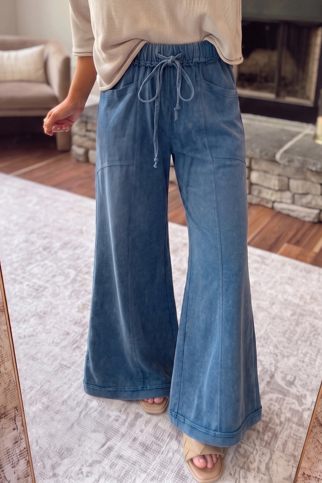 Flare Jeans with Drawstring Belt