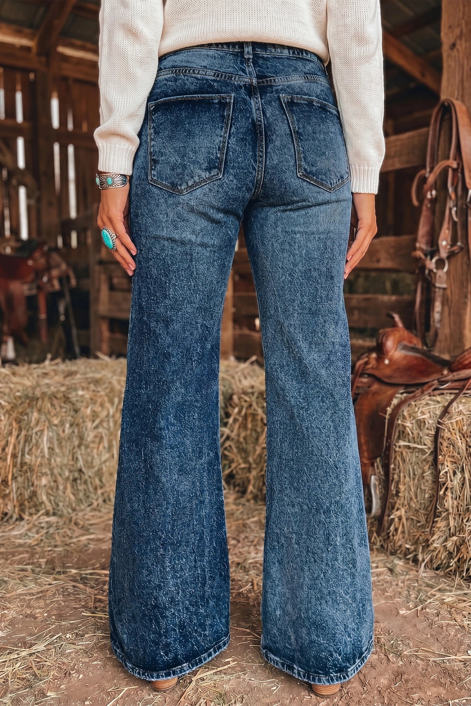 Acid Wash Flare Jeans