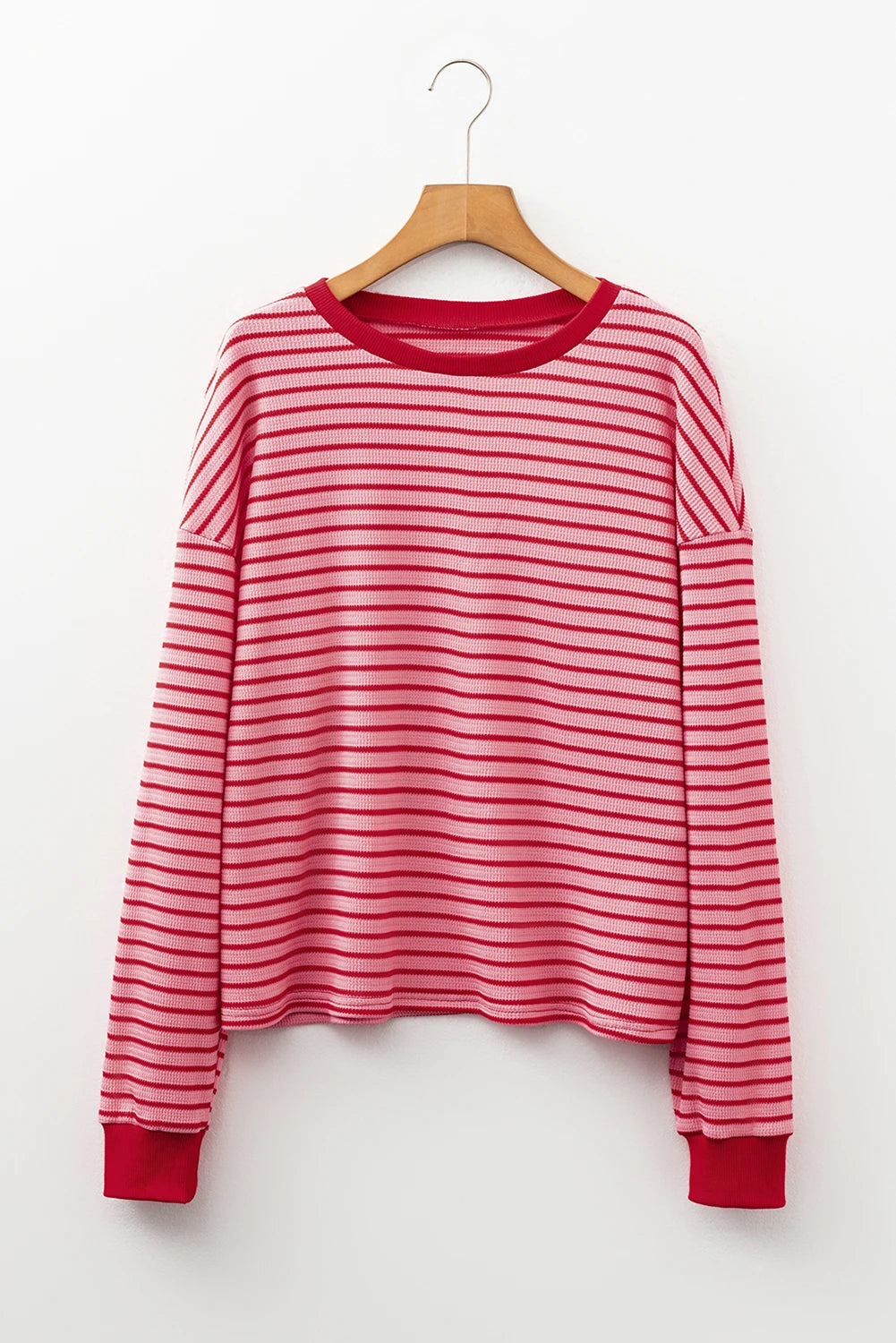 Red Striped Textured Long Sleeve